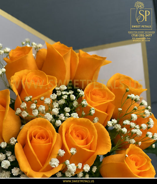 Golden Glow Orange Roses Bouquet