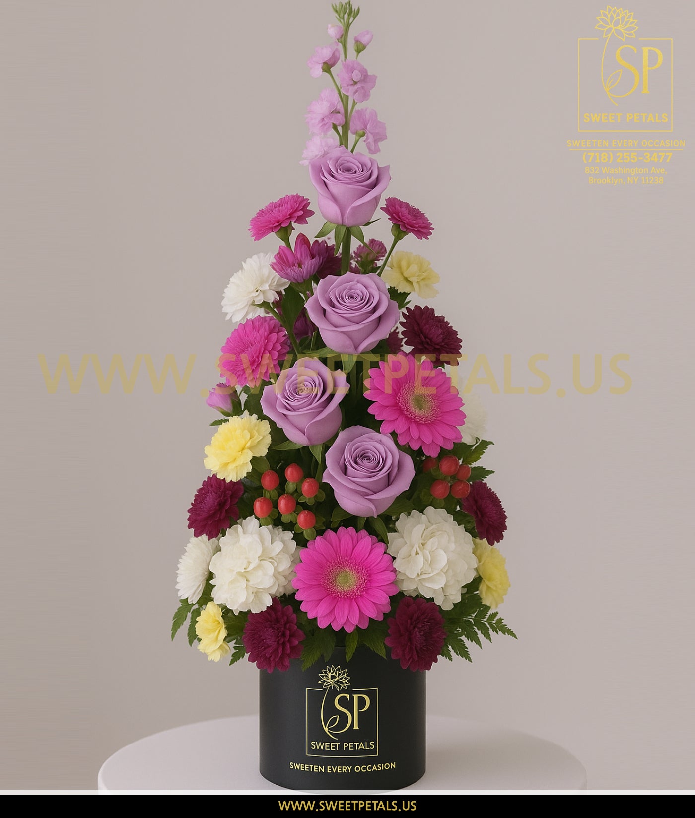 Lavender Bliss Tower Vase – Flowers Tree