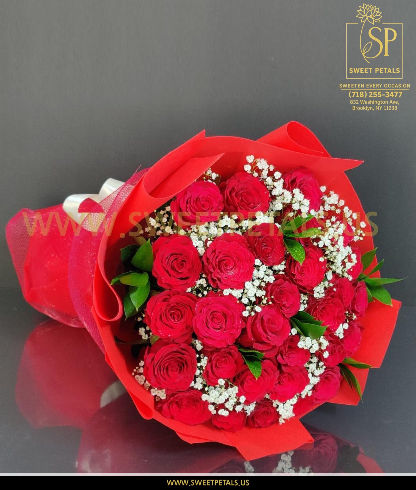 Valentine flowers bouquet with fresh valentines day roses and red roses valentines day wrapped in elegant red paper