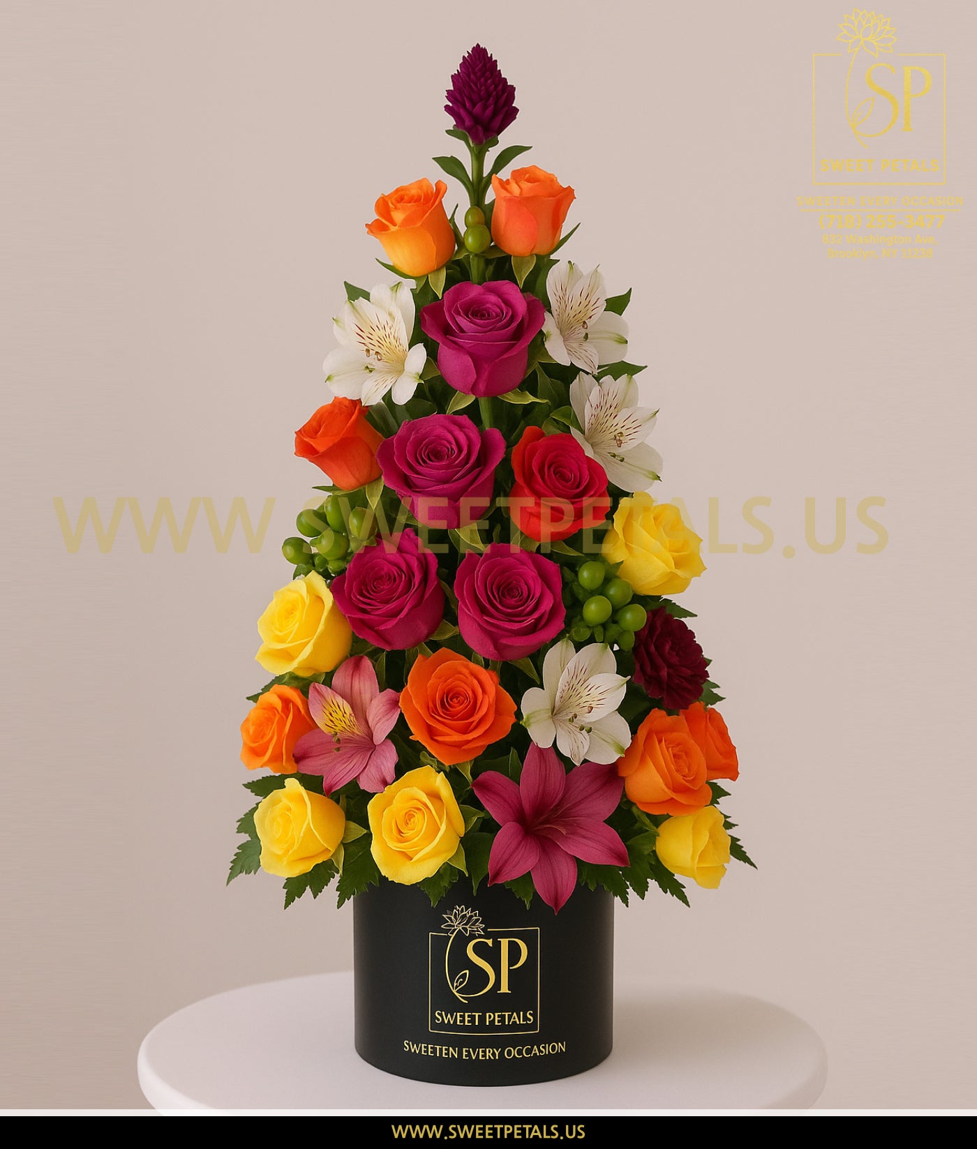 Vibrant Harmony Tower Vase – Flowers Tree
