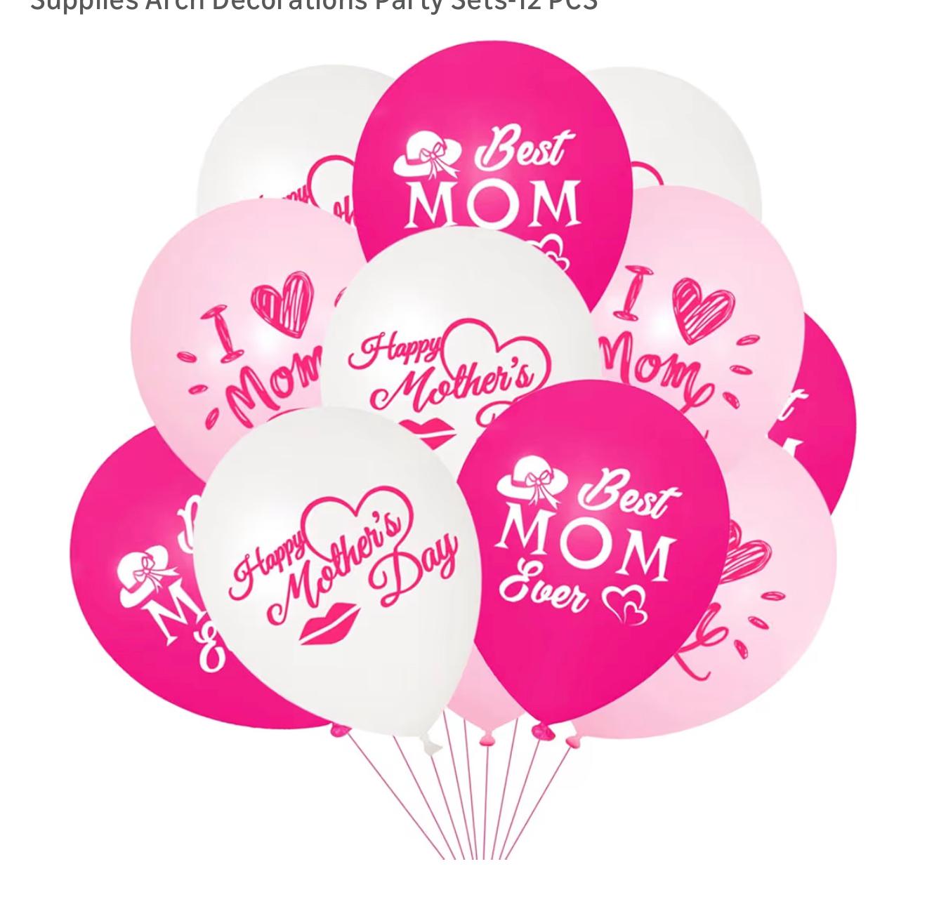Happy Mother's Day Balloon Bouquet Set 12 PCS | Best Mom Ever Balloons NYC