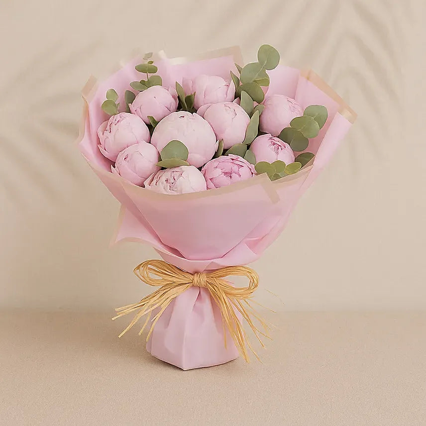 Precious Pink Peony Bouquet | Fresh Peonies with Eucalyptus NYC
