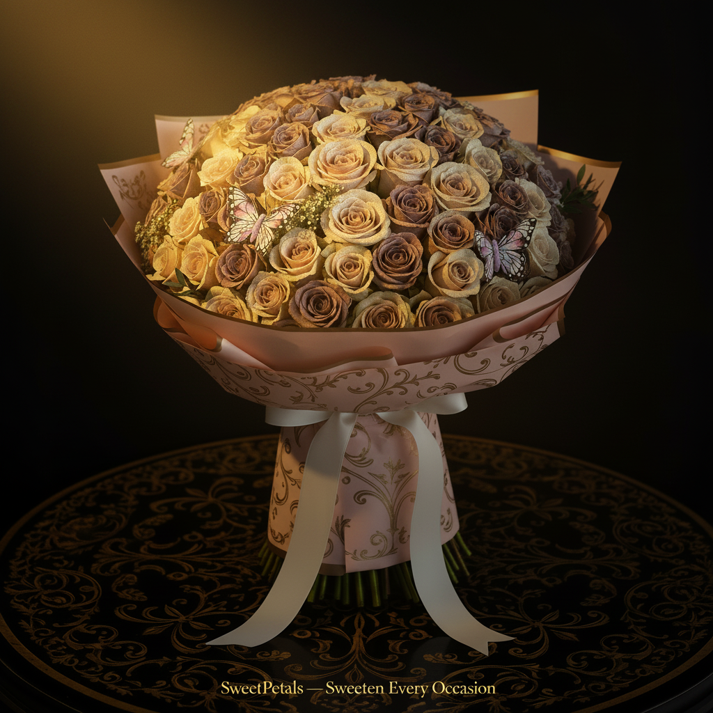 Bridal Butterfly Rose Dome Bouquet | Luxury Mauve & Champagne Wedding Bouquet with Butterfly Pins