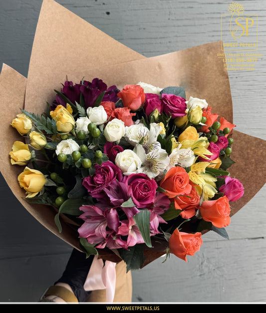Blooming Rainbow floral bouquet by SweetPetals, available for same-day delivery in NYC