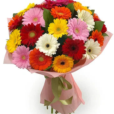Rainbow Gerbera Daisy Bouquet — Fresh Mixed Flowers Gift
