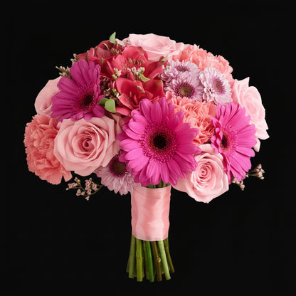 Pink Bliss Mixed Flower Bouquet | Luxury Fresh Pink Flower Gift for Birthdays & Romance