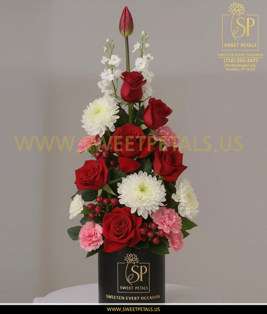 Crimson Elegance Tower Vase - Flowers Tree