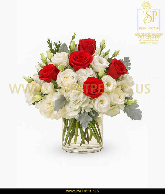 Crimson & Ivory Harmony Vase Arrangement