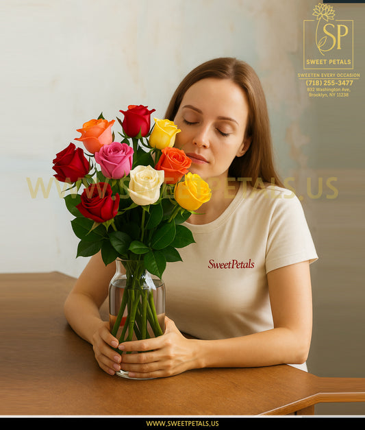Dozen Roses in Vase