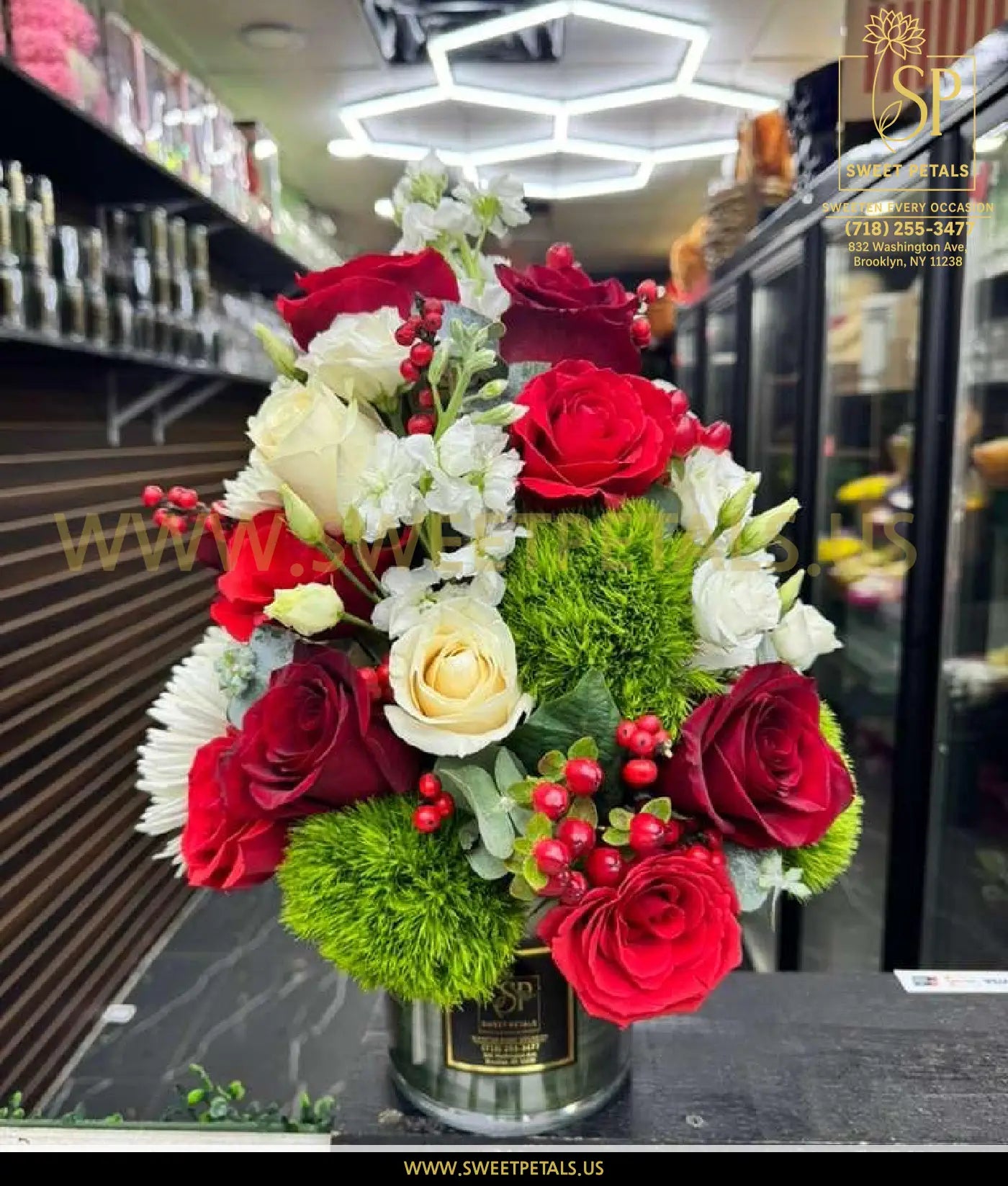 Crimson Holiday Harmony Vase Arrangement