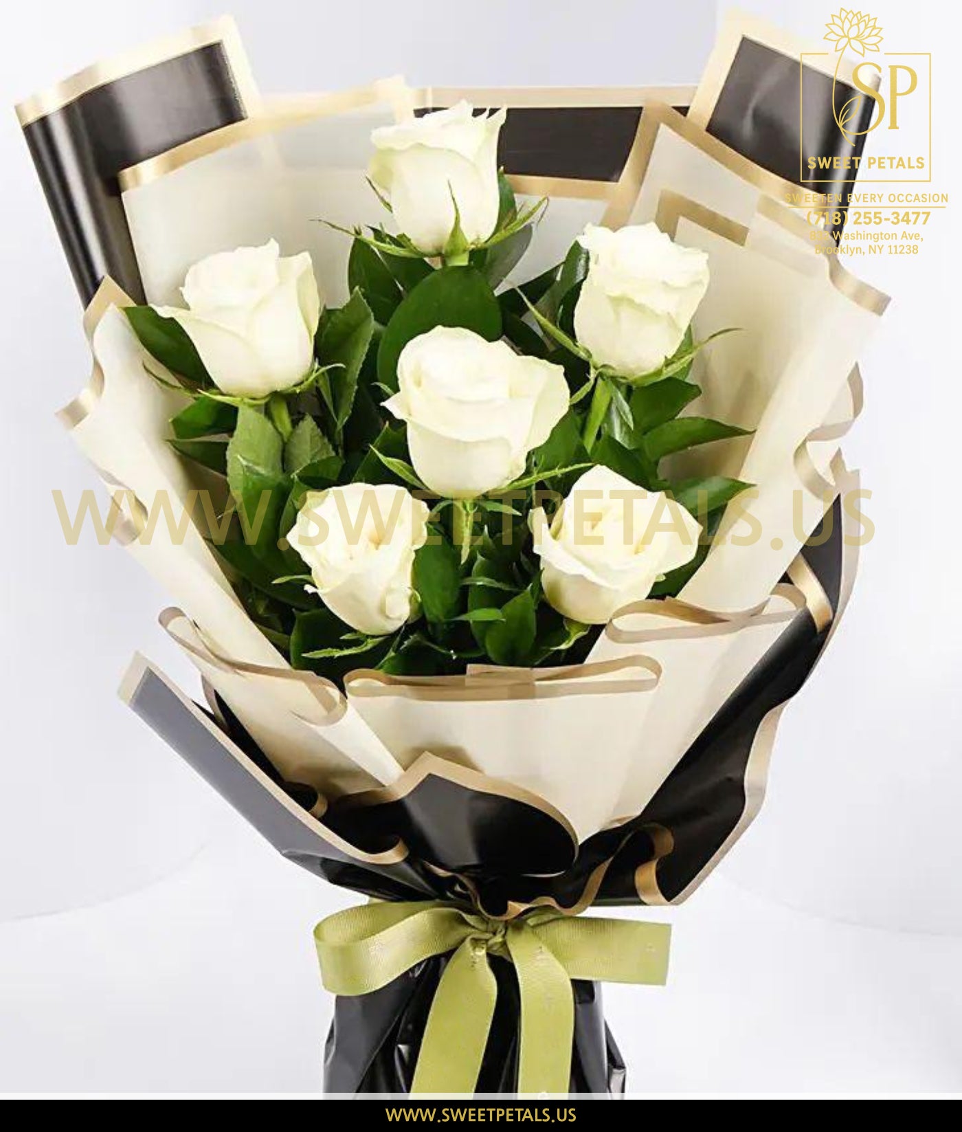 Bouquet of flowers valentines featuring long stem white roses, elegantly wrapped as valentine roses for sale and perfect long stem roses for Valentine’s Day gift.