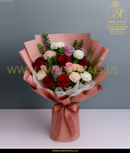 Elegant Harmony Mixed Rose Bouquet