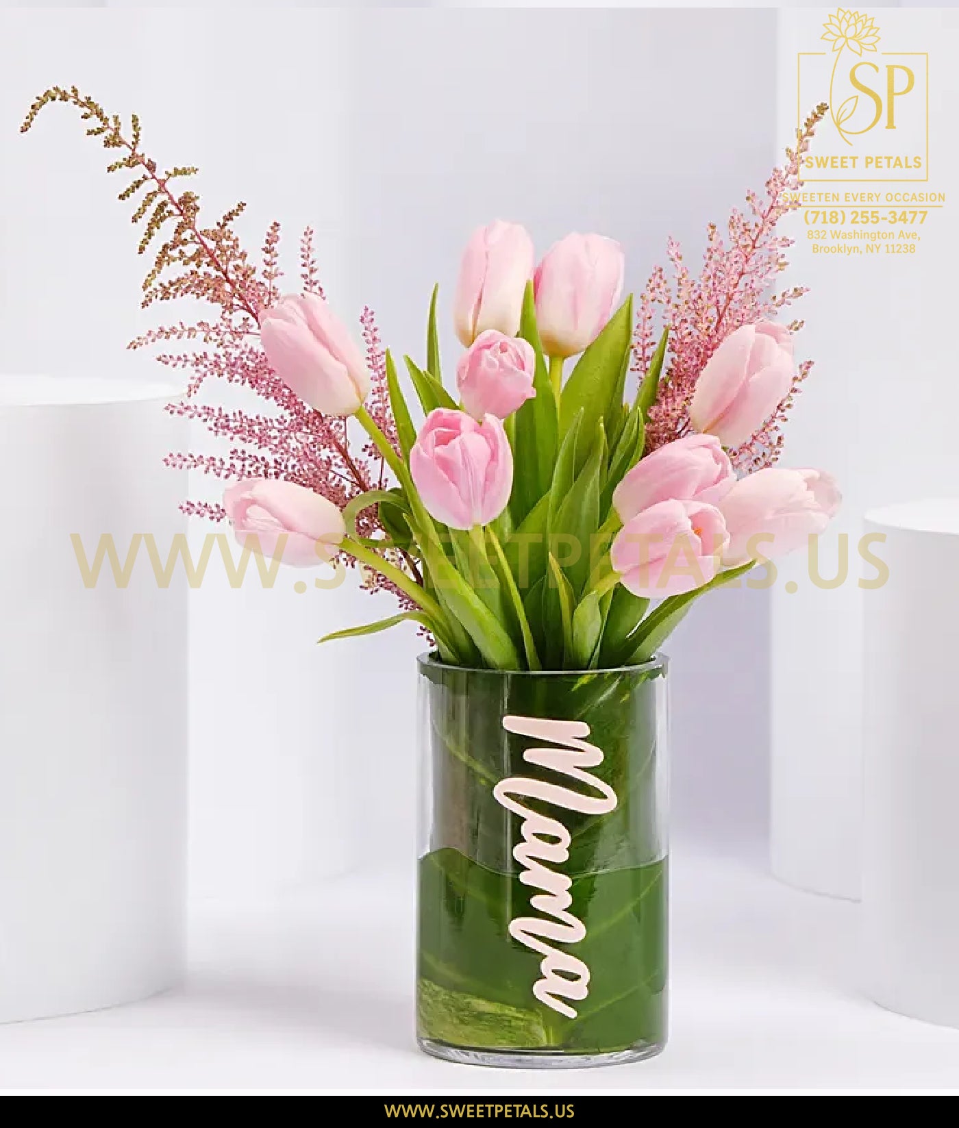 Luxury Pink Tulip Vase Arrangement for Mother’s Day | Same day flowers ...