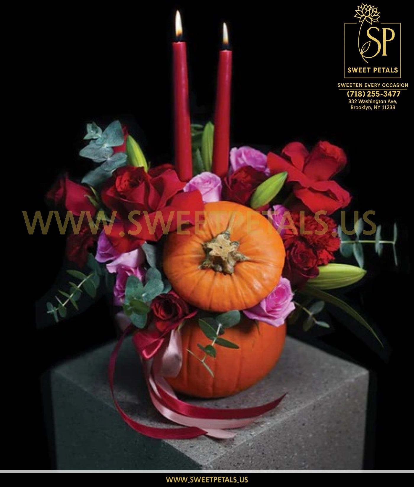 Pumpkin Candlelight Floral Arrangement