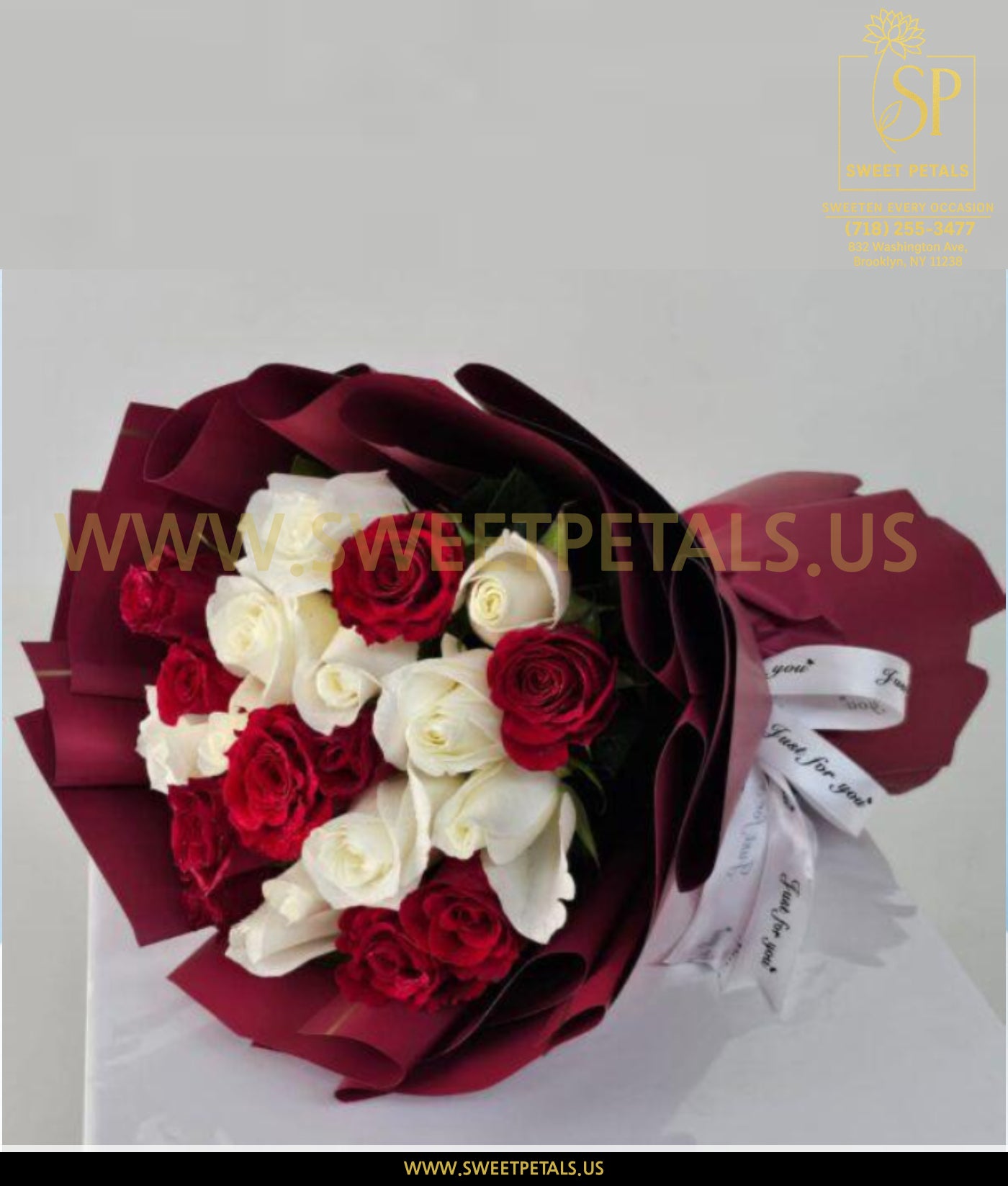 Ruby & Ivory Love Rose Bouquet featuring red and white roses, my valentine rose arrangement, perfect flowers for Valentine’s Day, roses for my valentine gift