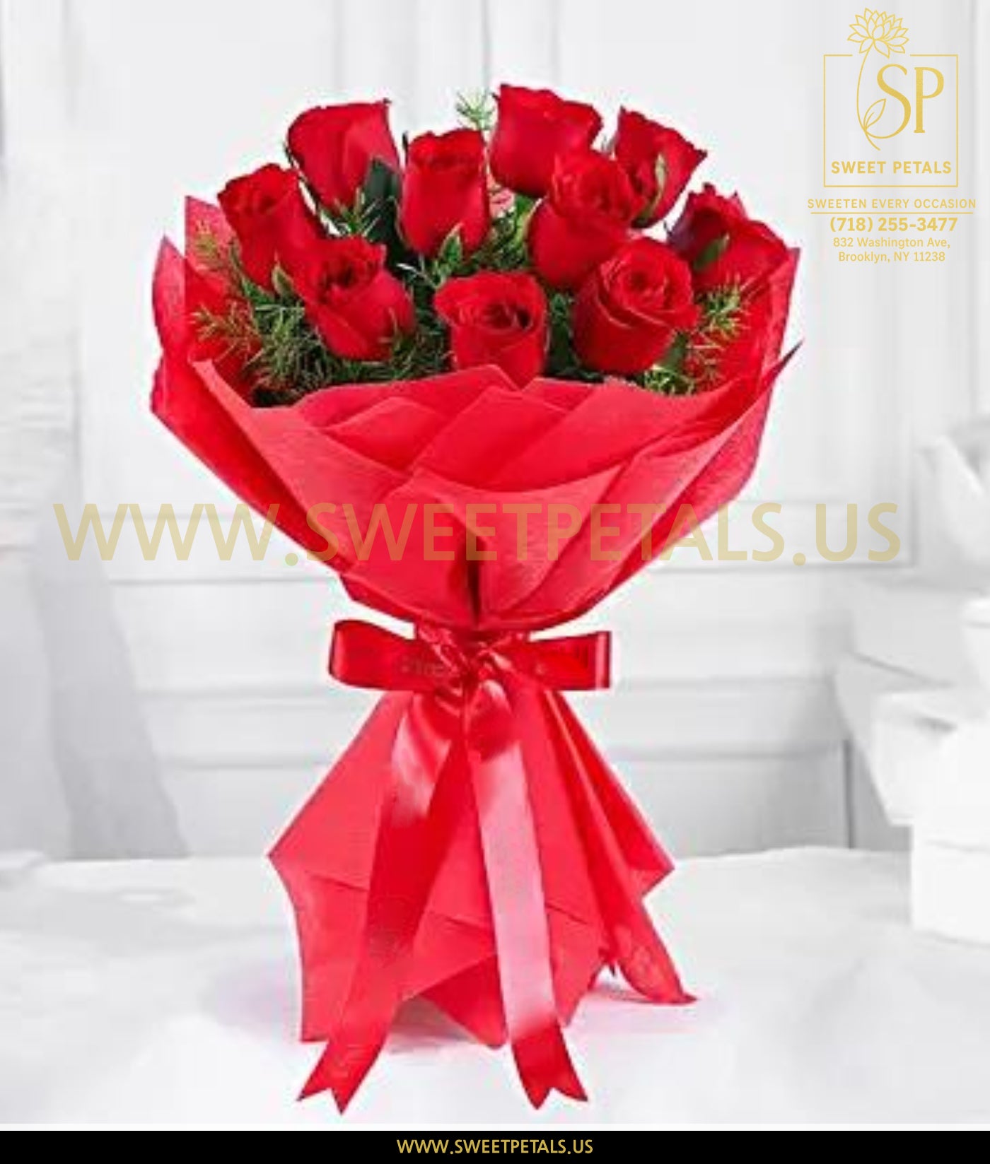 Scarlet Devotion Rose Bouquet featuring fresh red roses wrapped in elegant red paper, perfect Valentine Day rose gift with romantic roses for Valentine’s Day delivery and pre order Valentine’s Day flowers.