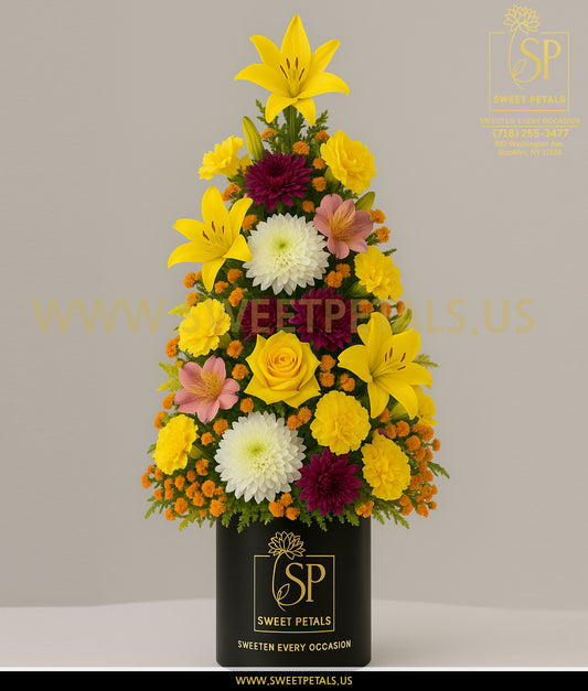 Sunlit Bloom Tower Vase – Flowers Tree