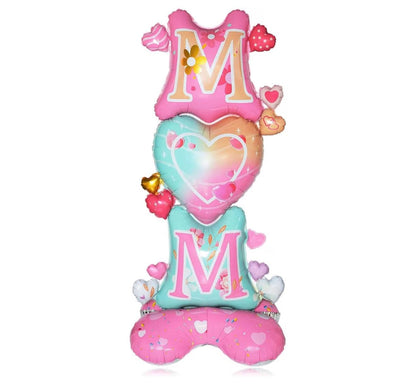 MOM Heart Balloon Stand | Mother's Day Balloon Bouquet NYC
