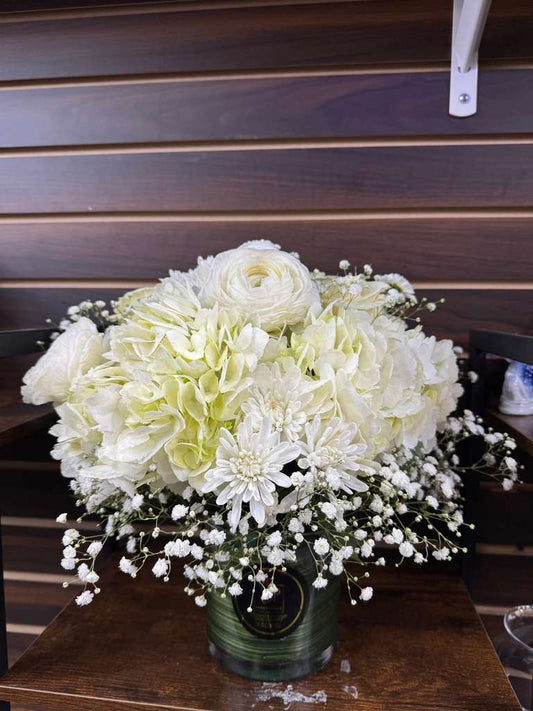 White Garden Elegance Bouquet in Vase | Fresh Flowers NYC