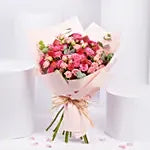 Blushing Pink Spray Rose & Chocolate Bouquet | Roses with Chocolates NYC