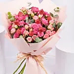 Blushing Pink Spray Rose & Chocolate Bouquet | Roses with Chocolates NYC