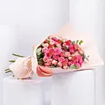 Blushing Pink Spray Rose & Chocolate Bouquet | Roses with Chocolates NYC