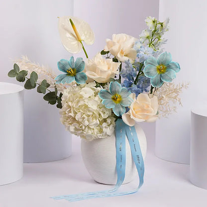 Elegant Blue & White Flower Arrangement in Ceramic Vase | NYC Flower Delivery