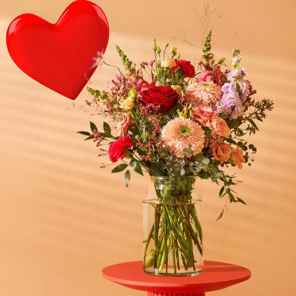 Fresh Mixed Flower Bouquet with Heart Balloon – Same-Day Delivery NYC