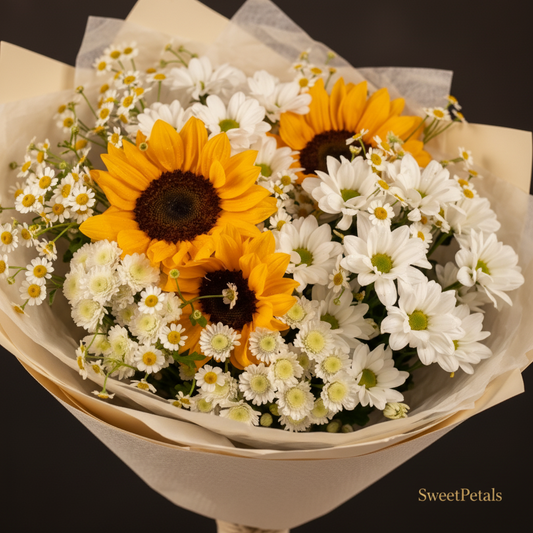 Sunlit Posy Sunflower & White Daisy Bouquet | Fresh Cheerful Flower Gift