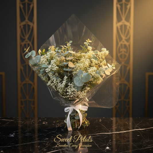 Baby's Breath & Eucalyptus Bouquet – Fresh Floral Gift