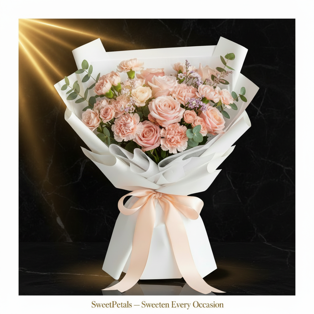Peach Blossom Garden Bouquet | Luxury Peach & Coral Rose Gift for Birthdays, Mother's Day & Romance