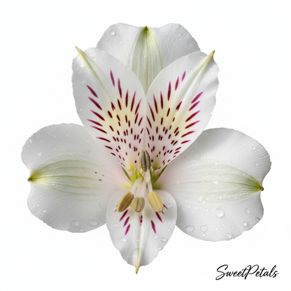 Pure White Garden Vase Arrangement | Luxury White Carnation, Alstroemeria & Delphinium Floral Gift in Clear Glass Vase for Sympathy, Weddings & Gifting
