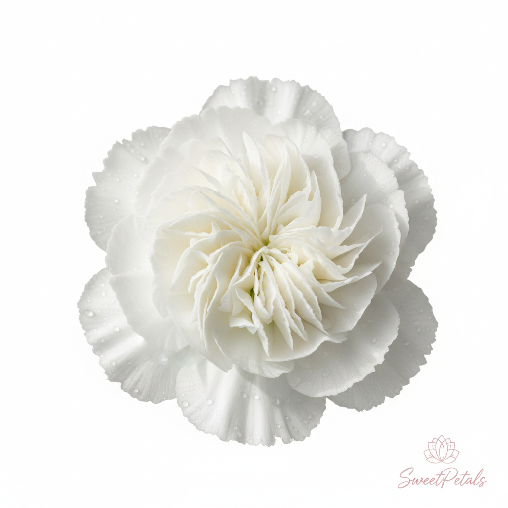 Pure White Garden Vase Arrangement | Luxury White Carnation, Alstroemeria & Delphinium Floral Gift in Clear Glass Vase for Sympathy, Weddings & Gifting